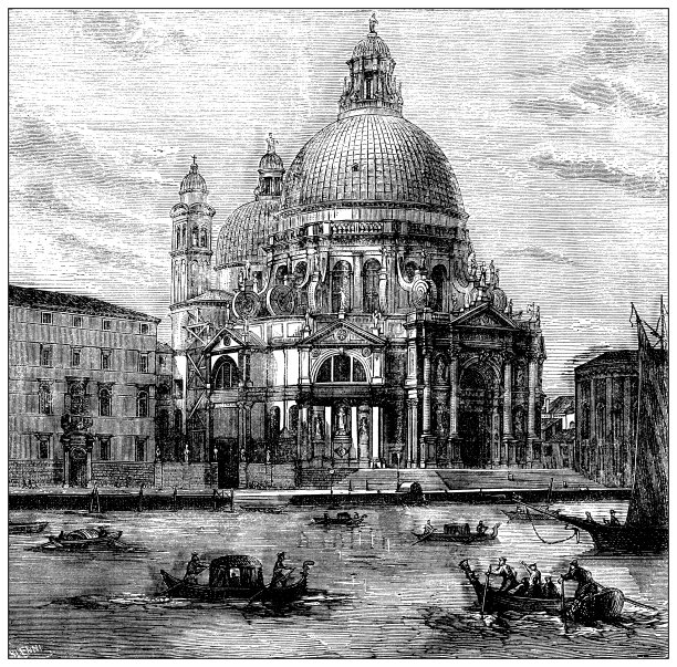 古董插图:圣玛丽亚德拉敬礼教堂，威尼斯图片下载