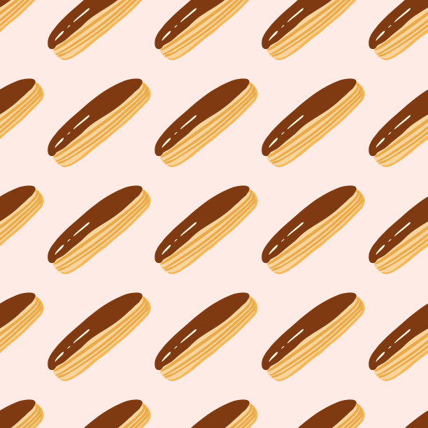 简单甜蜜的无缝图案与泡芙装饰。在浅粉色的背景下烘焙美味的早餐。食品的背景。图片下载