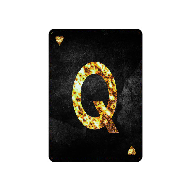 字母q，老式扑克牌上的字母。孤立在白色背景。图片下载