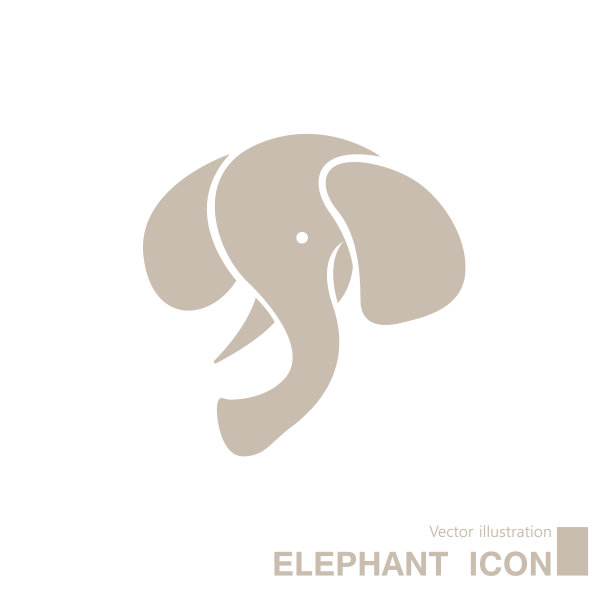 矢量画大象图标。图片下载
