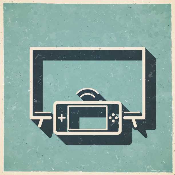 电视与手持游戏机。图标复古复古风格-旧纹理纸图片下载
