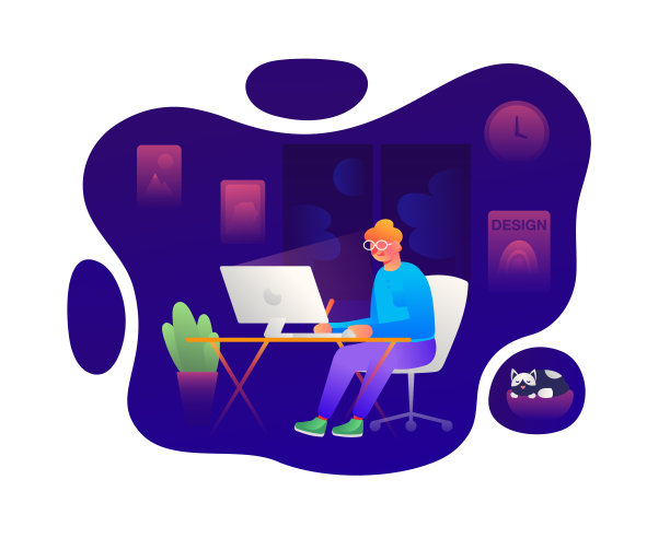 设计师在家工作，泡泡框架图片下载