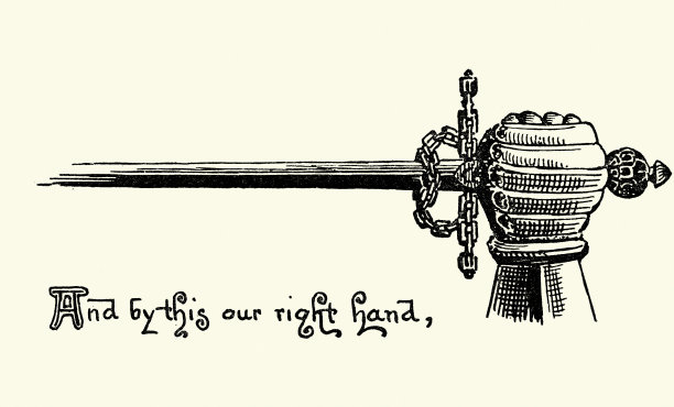 手握宝剑的护手铠，幻想，神话，骑士与龙的传说图片下载