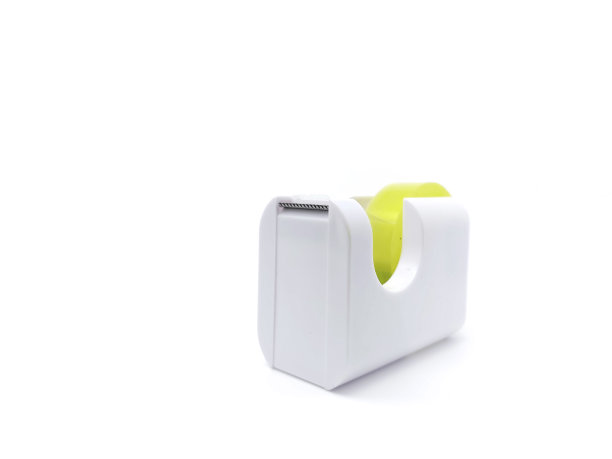 白色胶带分配器或胶带架与复制空间隔离在白色背景上。图片下载