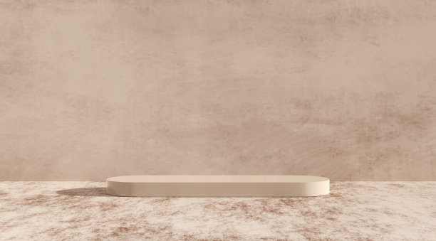 米黄色大理石的椭圆形平台或讲台上的外部纹理背景。图片下载