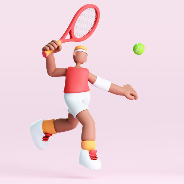 一个卡通网球运动员的3D渲染图片下载