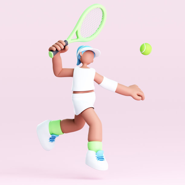 一个卡通网球运动员的3D渲染图片下载