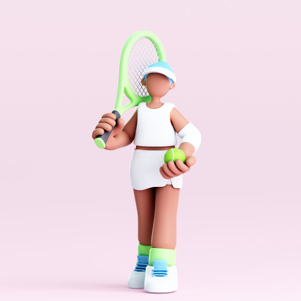 一个卡通网球运动员的3D渲染图片下载