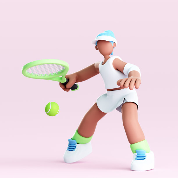 一个卡通网球运动员的3D渲染图片下载
