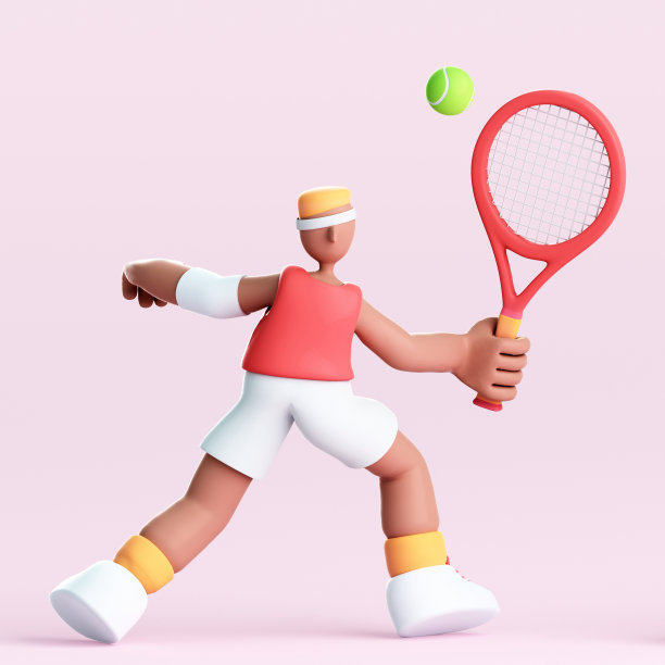 一个卡通网球运动员的3D渲染图片下载