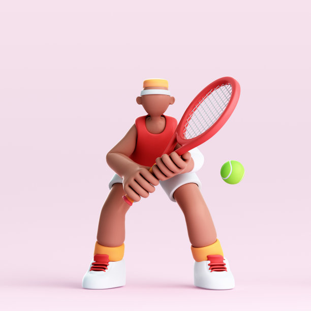 一个卡通网球运动员的3D渲染图片下载