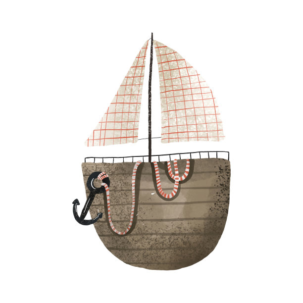 用幼稚的手绘剪贴画小船、轮船、水上交通工具。可爱的插图在白色的背景，儿童艺术。海洋旅游图片下载