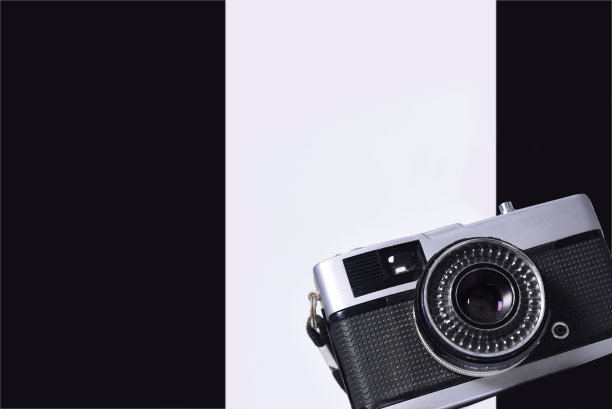 标准尺寸的创意网页横幅与照片和黑白文字与相机的地方。摄影和电影商业广告横幅。垂直、水平和方形型飞网图片下载