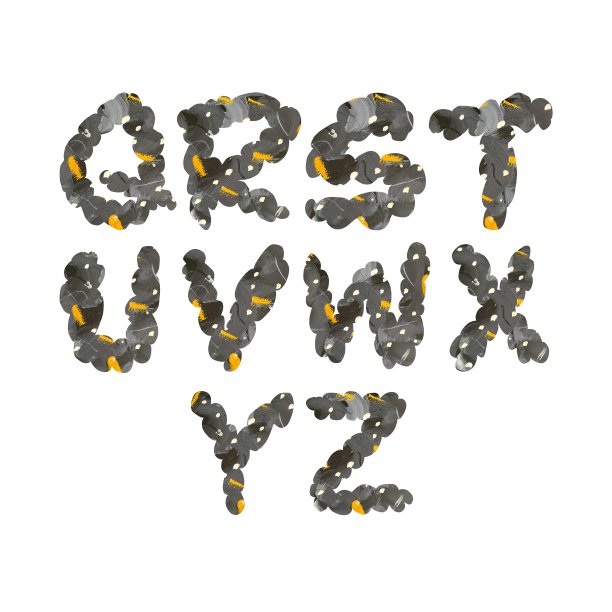 字母表字母集纹理灰黄纸图片下载