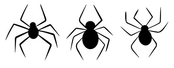 黑蜘蛛剪影矢量图标集隔离在白色背景。图片下载