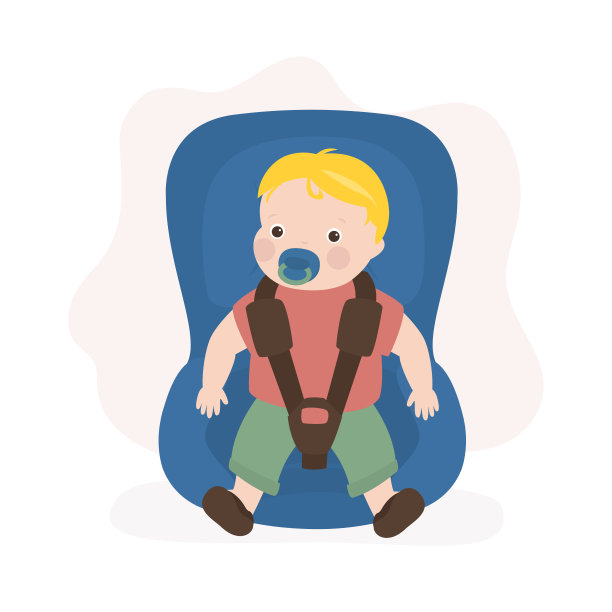 可爱的小男孩坐在汽车座椅上，安全的汽车运输小孩子。婴儿在船上。儿童安全舒适地驾驶汽车。家庭旅行。图片下载