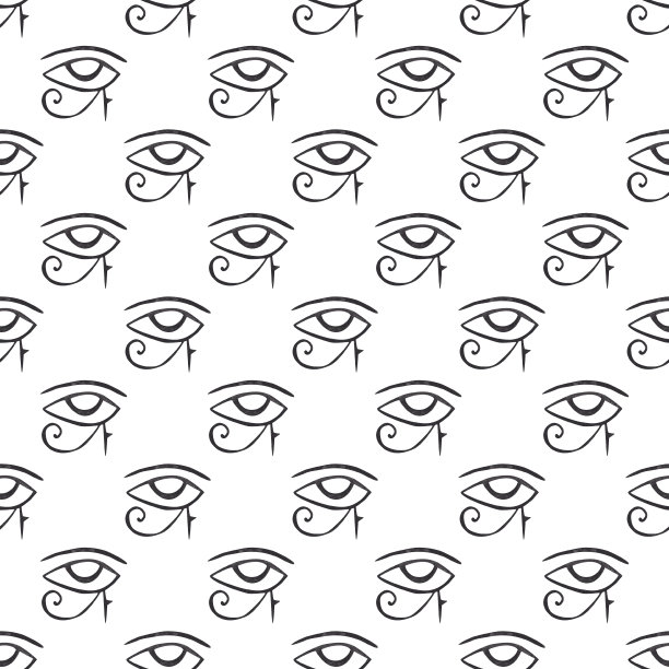 Ra符号，古埃及。卡通插图。无缝模式。水彩插图图片下载