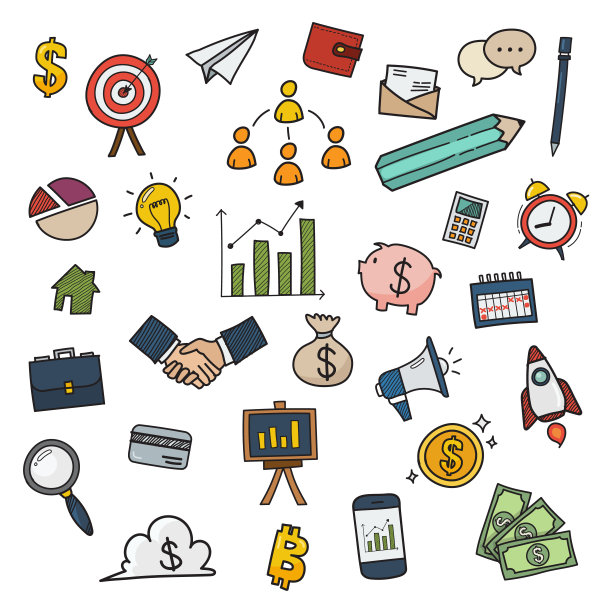 商业彩色图标涂鸦手绘图片下载