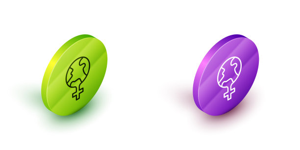 等距线女权主义在世界上的图标孤立图片下载