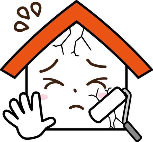 房子担心外墙开裂的表达/插图材料(矢量插图)图片下载