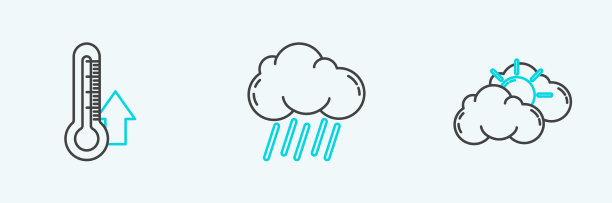 设置线太阳和云天气温度计和图片下载