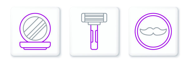 用镜子和化妆粉固定线胡子图片下载