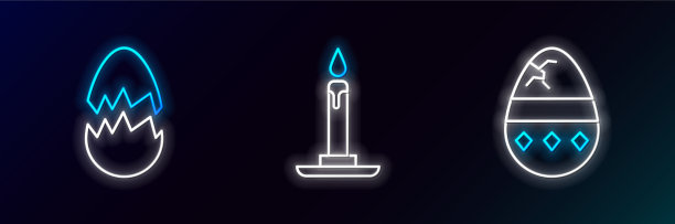 线条图标：裂开的鸡蛋与燃烧的蜡烛图片下载