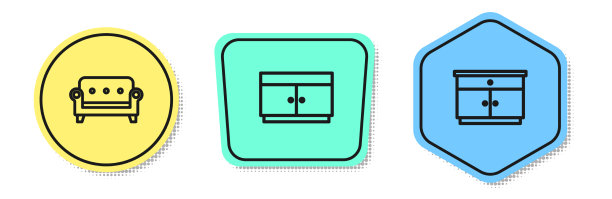 设线沙发、衣柜、抽屉等家具图片下载