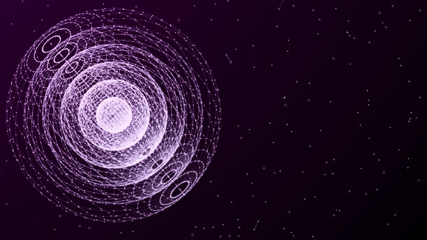 抽象三维球体。在黑暗背景上的点和线的球体网格。科学技术。3 d渲染。图片下载