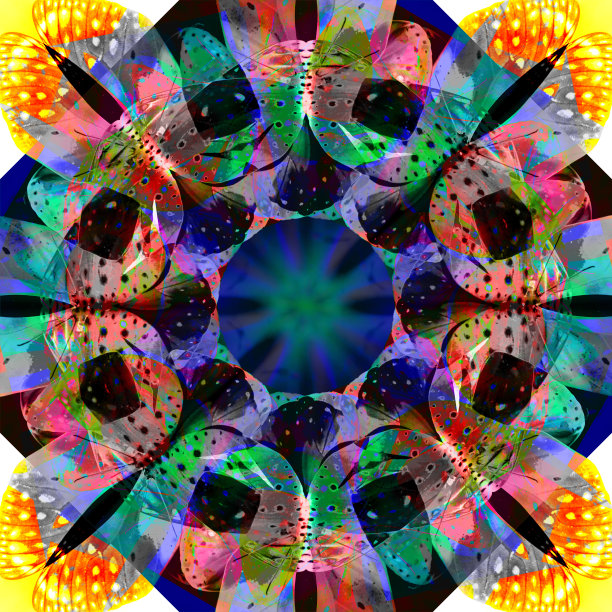 蝴蝶旋转效果，抽象背景。图片下载