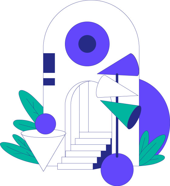 线性现代形状和人物组成图片下载