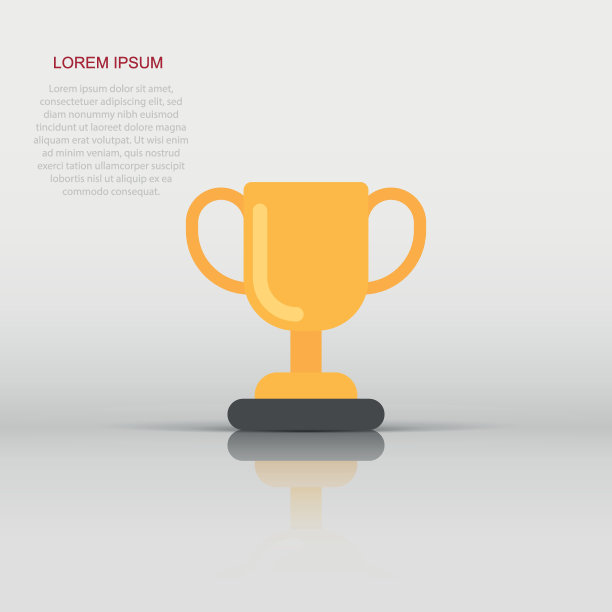 奖杯图标在平面风格。高脚杯奖矢量插图孤立的背景。奖牌经营理念。图片下载
