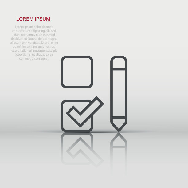 检查表文档图标在平面样式。调查矢量插图在白色孤立的背景。选择勾号经营理念。图片下载