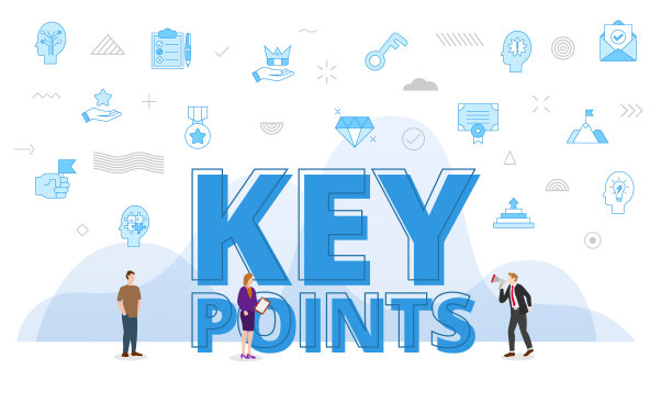 重点概念与大字和人包围的相关图标与蓝色风格图片下载