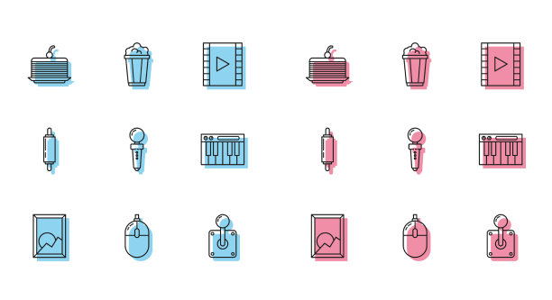 设置线画风景电脑鼠标蛋糕图片下载