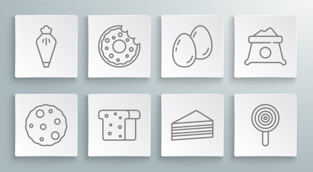 设置线饼干或饼干甜甜圈面包吐司图片下载