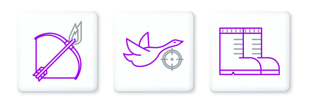 排好线，猎人靴，弓箭和箭图片下载