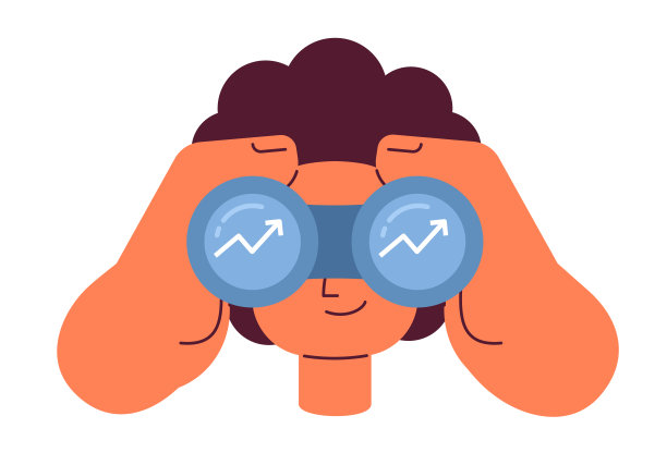 商人手持双筒望远镜半平面矢量字符头图片下载