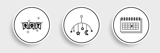 设定线日历嘉年华花环和旗帜图片下载