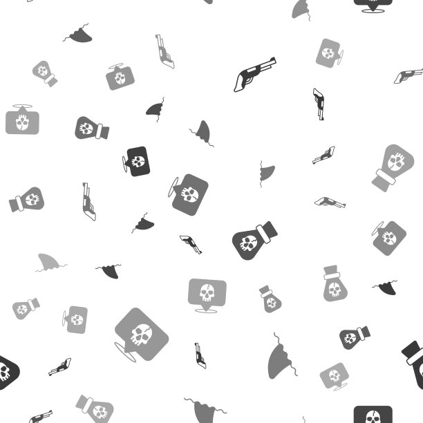 集老式手枪鲨鱼鳍海浪海盗图片下载