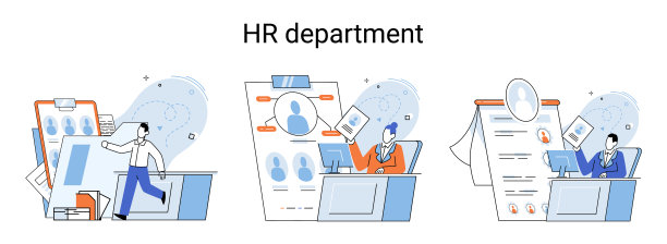 人力资源部工作。人力资源经理寻找新的求职者并审阅简历图片下载
