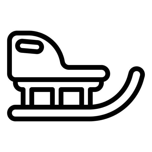 儿童冬季雪橇线图标，圣诞概念，圣诞雪橇标志在白色背景，雪橇图标在轮廓风格移动概念网页设计。矢量图形。图片下载