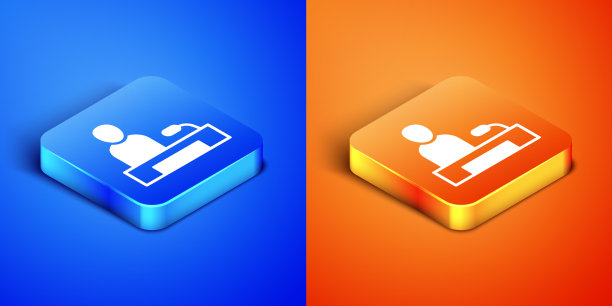 等距电视报道图标被隔离在蓝色图片下载