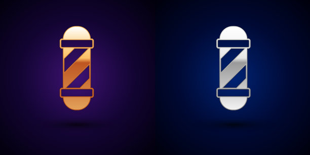 金银经典理发店杆子图标图片下载