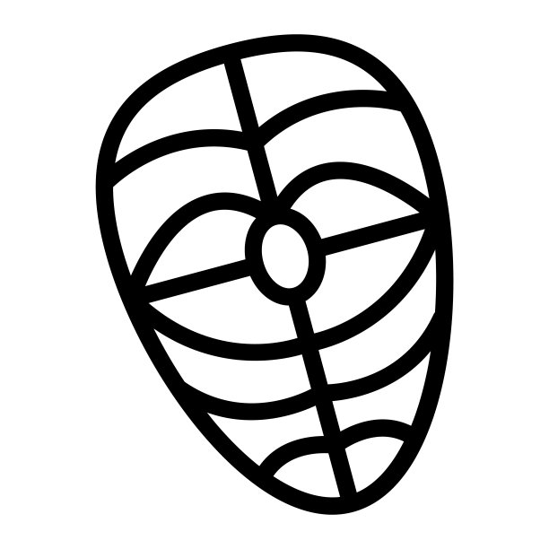 三文鱼线图标切片，鱼市概念，鱼片标志在白色背景，鱼牛排图标在轮廓风格移动概念网页设计。矢量图形。图片下载