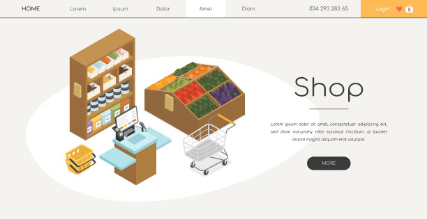 商店-现代彩色矢量等距网页横幅图片下载