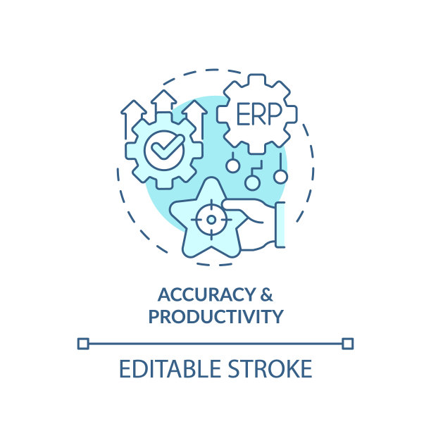 2D精度和生产力蓝色图标概念图片下载
