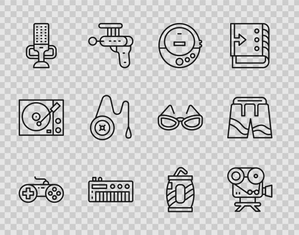 集线游戏手柄复古电影相机音乐CD图片下载