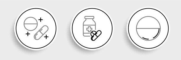 药丸药瓶线性图标合集图片下载
