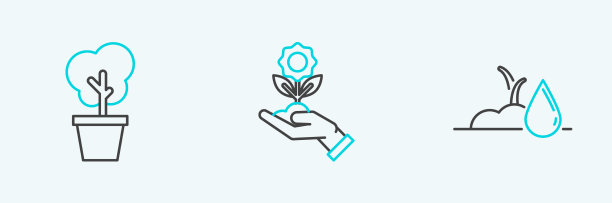 设线浇苗树花盆和手图片下载